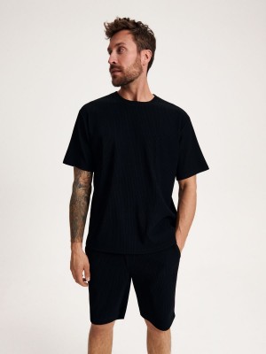 Reserved Oversized T-shirt Siyah | YRLF15437