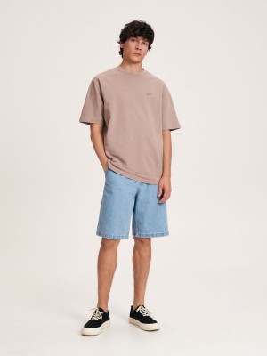 Reserved Oversized T-shirt with embroidery Bej Rengi | GADB70168