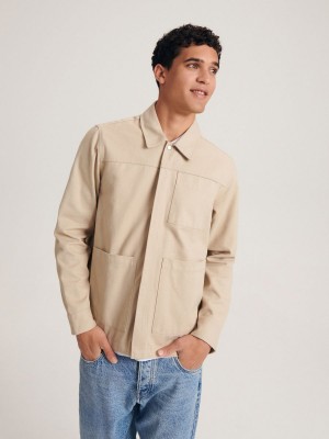 Reserved Oversized cotton shirt Bej Rengi | IWQM59832