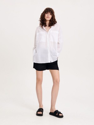 Reserved Oversized cotton shirt Beyaz | LXMC52879
