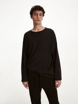 Reserved Oversized long sleeve T-shirt Siyah | XTVF89637