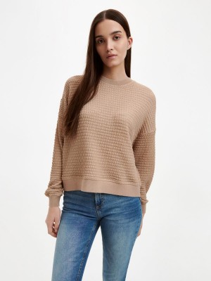 Reserved Oversized sweatshirt Bej Rengi | OLET82307