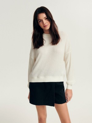 Reserved Oversized sweatshirt Ivory | ZYQD69073