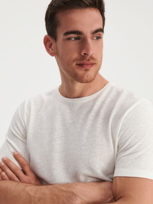 Reserved PREMIUM linen blend T-shirt Beyaz | FSAJ58321