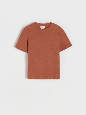 Reserved PREMIUM linen blend T-shirt Kırmızı | KZGB65832