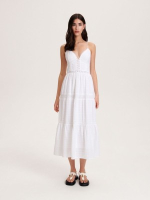 Reserved Pamuklu maxi dress Beyaz | HXVZ75940