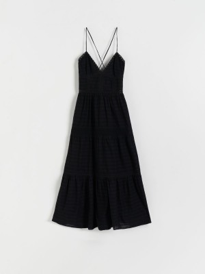 Reserved Pamuklu maxi dress Siyah | TXEB78503