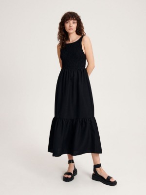 Reserved Pamuklu maxi dress Siyah | WSLC43706