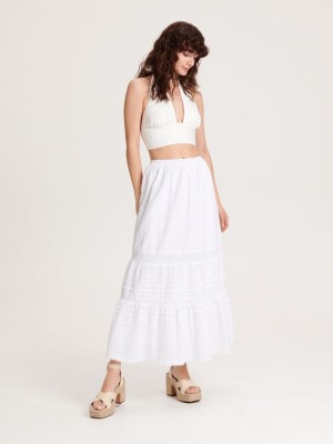 Reserved Pamuklu maxi skirt Beyaz | MJCL63472