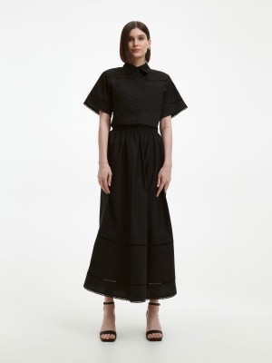 Reserved Pamuklu midi skirt Siyah | APSW34728