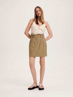 Reserved Pamuklu mini skirt Haki | LGVY61230