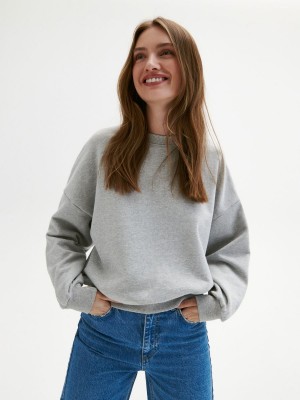 Reserved Pamuklu rich jersey sweatshirt Açık Gri | XDRA08357