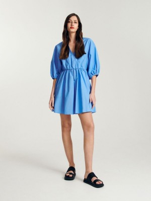 Reserved Pamuklu rich mini dress Mavi | MUYH64910
