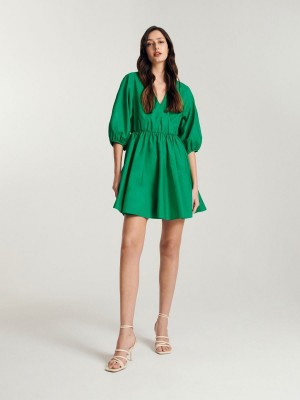 Reserved Pamuklu rich mini dress Yeşil | BSAQ30854