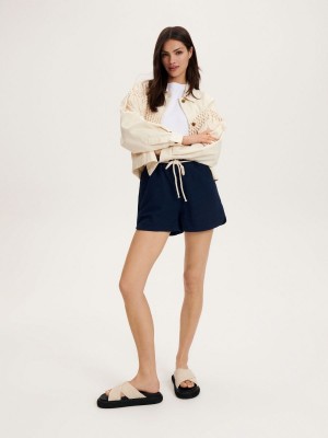 Reserved Pamuklu shorts with tie detail Lacivert | FJHW34829