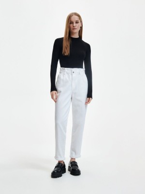 Reserved Paperbag jeans Beyaz | GSPL41750