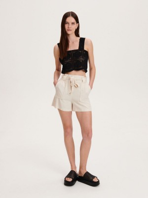 Reserved Paperbag shorts Ivory | UAQH17649