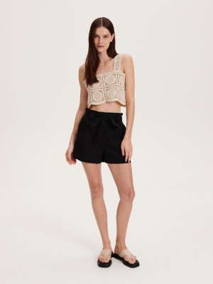 Reserved Paperbag shorts Siyah | WJTL61784