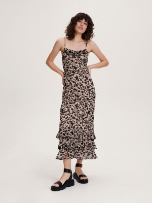 Reserved Patterned maxi dress Ivory | UYHJ92370