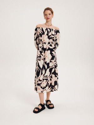 Reserved Patterned midi dress Renkli | KZLC32407