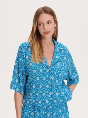 Reserved Patterned shirt Mavi | KESW35692