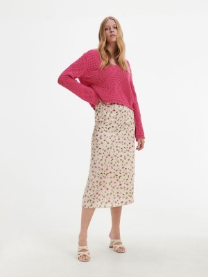Reserved Patterned skirt Ivory | NTOE85470