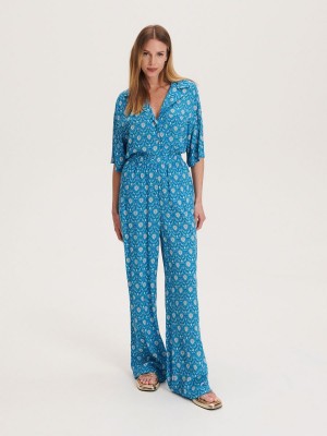 Reserved Patterned trousers Mavi | OYLD38051