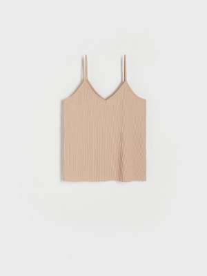 Reserved Pileli jersey top Bej Rengi | XBGU25406