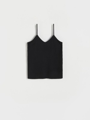 Reserved Pileli jersey top Siyah | XVBT30859