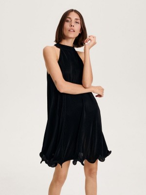 Reserved Pileli mini dress Siyah | QXDS65329