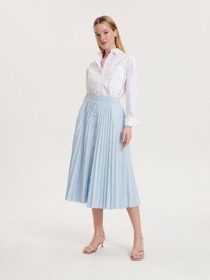 Reserved Pileli skirt Mavi | FWUE98617