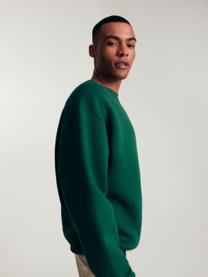 Reserved Plain cotton rich sweatshirt Haki | XVPR72563