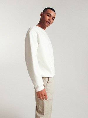 Reserved Plain cotton rich sweatshirt Ivory | YINA27014