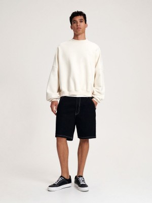 Reserved Plain oversized sweatshirt Ivory | NYMV31624