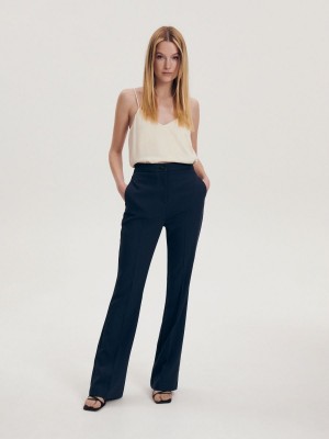 Reserved Plain trousers Lacivert | FKDV65394