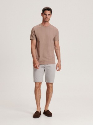 Reserved Regular carrot shorts with belt Açık Gri | NRAU79546