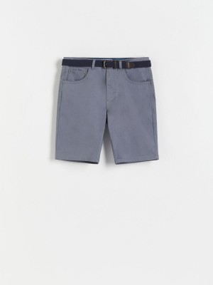 Reserved Regular carrot shorts with belt Mavi | ODIC84125