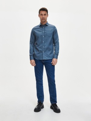 Reserved Regular fit Tencel™ Lyocell rich shirt Mavi | ZKWR39605