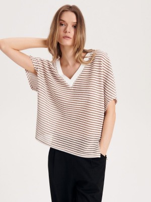 Reserved Regular fit T-shirt Bej Rengi | KXQM40593