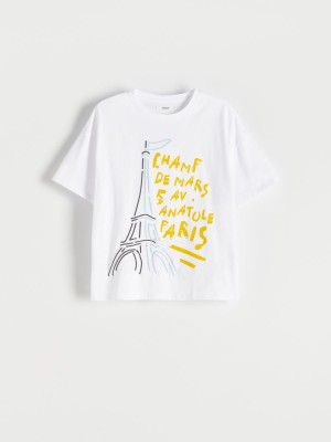 Reserved Regular fit T-shirt Ivory | XFDC15078