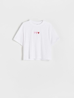 Reserved Regular fit T-shirt with embroidery Beyaz | TSIR93587