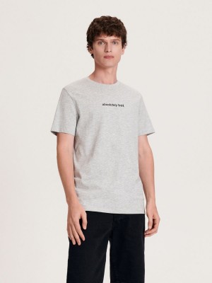 Reserved Regular fit T-shirt with print Açık Gri | UVXL29130