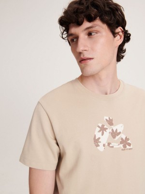 Reserved Regular fit T-shirt with print Bej Rengi | DQPC76438