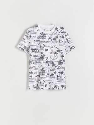 Reserved Regular fit T-shirt with print Beyaz | WHZU39175