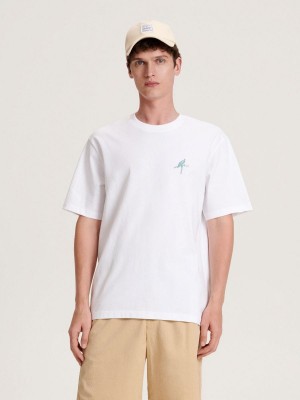 Reserved Regular fit T-shirt with print Beyaz | NWMG16302