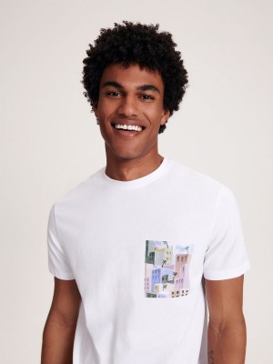Reserved Regular fit T-shirt with print Beyaz | KNGE86934
