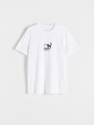 Reserved Regular fit T-shirt with print Beyaz | ILWK03785