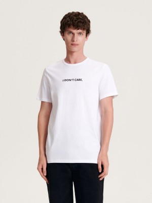 Reserved Regular fit T-shirt with print Beyaz | FJSH16274