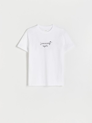 Reserved Regular fit T-shirt with print Beyaz | DJSV56801