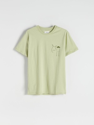 Reserved Regular fit T-shirt with print Haki | PKGR94062